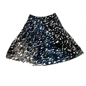 Anthropologie Maeve Pleated Skirt Black Blue Grey Watercolor Pockets Size 2